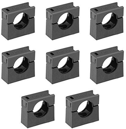 sourcing map Corrugated Tube Holder AD18.5 Plastic Mounting Bracket Pipe Clamp Clips with Double Struts 8Pcs
