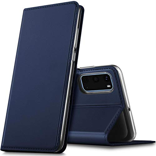 Verco mobilfodral för Samsung Galaxy S20, Premium bokväska flip fodral för Galaxy S20 skal plånboksfodral pu läderväska [integrerad magnet], Blå