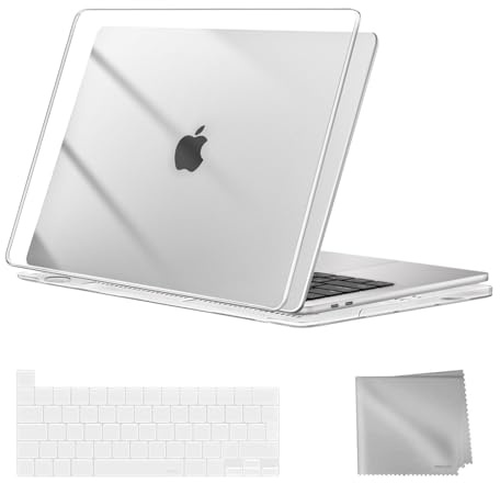 MOSISO Kompatibel mit MacBook Pro 13 Zoll Hülle M2 M1 2026 2025 2024-2016 | Hartschale für MacBook Pro 13 Hülle A2338 A2289 A2251 A2159 A1989 A1706 A1708&Tastaturschutz&Tuch Wische, Kristall Klar