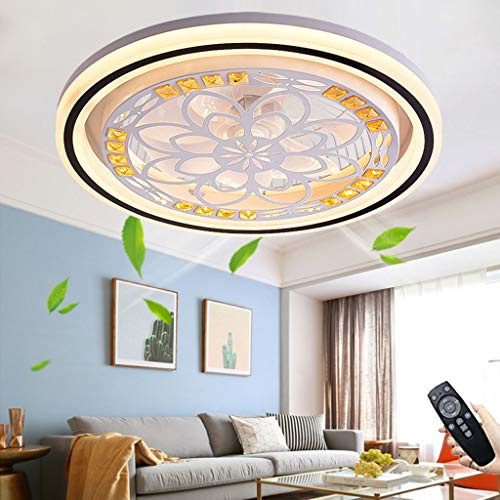 Fan Ceiling Quiet Fan Light with Lighting LED Fan Ceiling Light with Remote Control Dimmable Fan Ceiling Lamp Modern Fan Pendant Ligh for Children's Room Bedroom Living Room Fan Chandelier (Round)