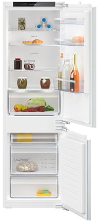 NEFF KI5862FE0, N 50, Einbau Kühl-Gefrierkombination mit Gefrierfach unten 177,2 x 55,8 cm (H x B) / 184 l Kühlteil / 85 l Gefrierteil / BigBox / LowFrost | Made in Germany, 267 L Kapazität, Fresh Safe Fach, flexible Glasböden, weniger Abtauen mit Low Frost, LED-Innenbeleuchtung