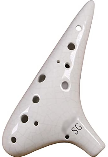Ocarina 12-Loch Sopran G (SG) spielt professionell Blasinstrumente,Kreative Crack-U-Boot-Okarina,Lanyard + Aufbewahrungstasche