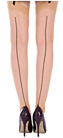 Mytoptrendz® Stocking For Suspender Women's Ladies Sheer Seamed Stockings With Retro Cuban Heel Wide Plain Top
