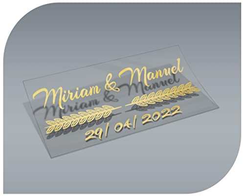 Personalisierbare Aufkleber mit Namen und Datum, Aufkleber für Einladungen, Hochzeit, Taufe, Verlobung, Kommunion, Geburtstag, Party, Vintage, Stempel (Modell 3)