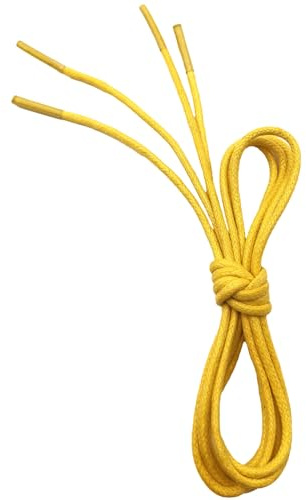 VSUDO Business Schnürsenkel Gelb Rund Gewachste, Yellow Waxed Dress Shoelace, ø2,5 mm dünne Gelbe Schnürsenkel/Schuhbänder für Lederschuhe, Herenschuhe, Anzugschuhe (1Paar-Gelb-060cm)