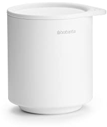Brabantia - Mindset Storage Pot - Ideal for Organising Small Items - Hygienic Soft-Touch Lid - Corrosion Resistant - Easy to Clean - Bathroom Accessory - Fresh White - 9.5 x 8 x 9.5 cm