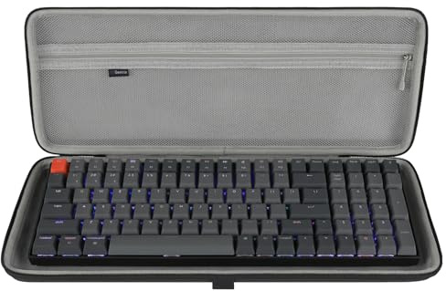Custodia per tastiera Geekria 90%-96%, compatibile con Keychron K4 / K4 HE, RK Royal KLUDGE RK96 / RK100, borsa rigida da viaggio per tastiera meccanica da 100 tasti (Grigio scuro)