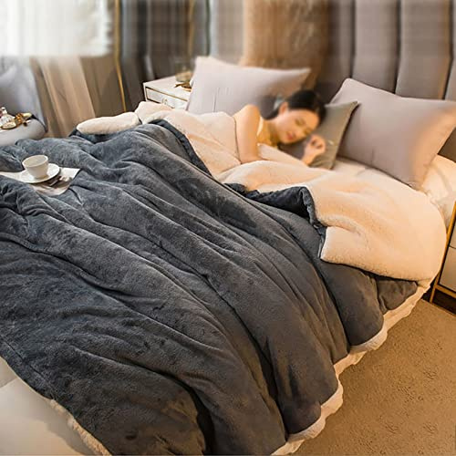 Kuscheldecke Flauschig, Warme Decken für Den Winter, Weihnachts kuscheldecke Dicke kuscheldecke warm Falten Beständig/Anti-verfärben,einfach Zu Säubern,Grau,200 x 230 cm