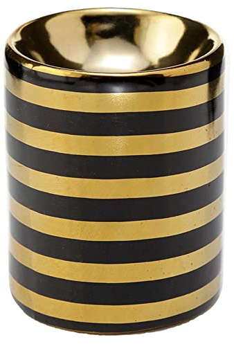 mtb more energy Duftlampe Mini ''Modern Stripes'' - Duftlicht Teelichthalter - schwarz/Gold - Höhe 9 cm - Deko Style Home Living