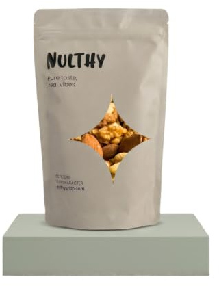NULTHY Mix Aperitivo Premium Natural, Sin Sal, 1kg | Vegano, Alto en Proteína, Frutos Secos Crudos