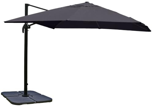 Mendler Gastronomie-Ampelschirm HWC-A96 3x4m Polyester/Alu | Sonnenschirm, (Ø5m), 26kg, mit Ständer