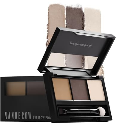 Ögonbrynspuder Kit Nanobrow Eyebrow Powder Kit - Ett set med två ögonbrynspuder och en highlighter, Styling kit för ögonbryn (Light)