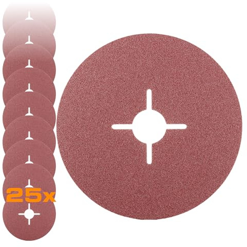 RHODIUS KFS Fiberscheibe, 125 mm, K100, 25 Stück, für Winkelschleifer | Für Stahl, hoher Abtrag, gute Zerspanungsleistung, lange Lebensdauer, geringer Funkenflug, für Winkelschleifer