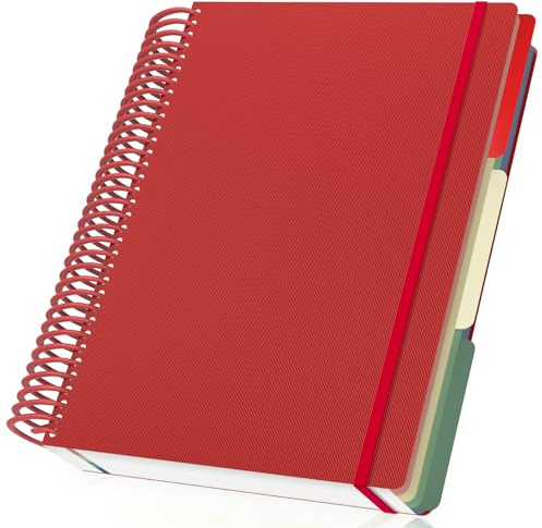 Yarotm Quaderno a Spirale A4 - Quaderni a Quadretti 5mm - Notebook Blocco Note A4 - Taccuino A4 Quadretti - Blocchi Appunti per Viaggiatori - Rossa Block Notes Copertina Morbida e Spirale
