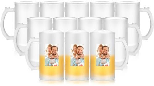 Mifoci 12 Pcs 16 oz Sublimation Frosted Beer Mugs with Handle, Oktoberfest