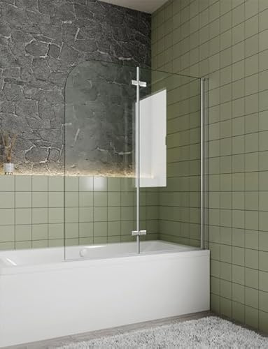 Aica Sanitär Badewannenaufsatz Duschabtrennung Duschwand 6mm Nano Dusche 2-tlg für Badewanne H140cm,120cm