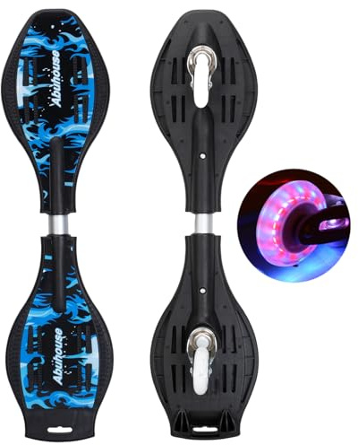 Simcat Caster Board, Skateboard with 360-degree Casters and Illuminating Wheels, Lightweight Durable Twistboard for Kids, Teenagers and Adults (A)