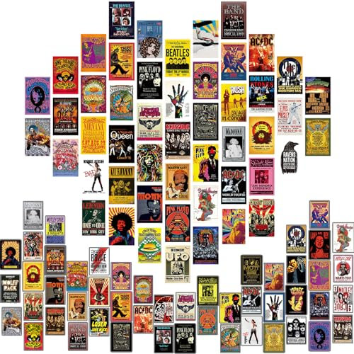 TYXHXTF 50 Pezzi Set di Collage da Parete, Film e Vintage Aesthetic Room Decor, Poster Musicali, Rapper, Band, Decorazioni Per Dormitorio, Camera da Letto, Soggiorno