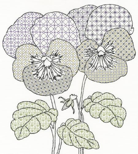 Bothy Threads - Blackwork Pansies Counted Cross Stitch Kit