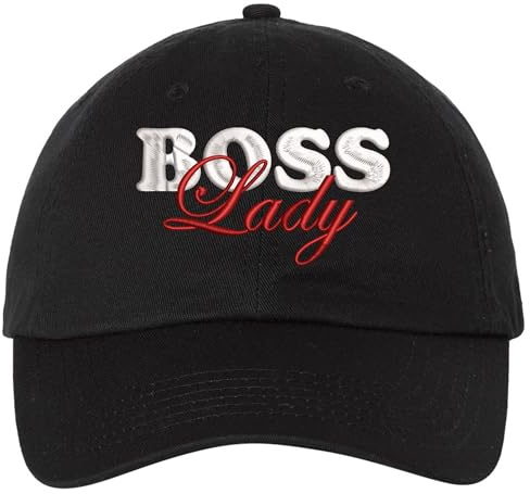 Boss Lady Embroidered Soft Cotton Dad Hat Adjustable Cap for Women, Black