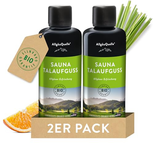 AllgäuQuelle® Saunaaufguss mit 100% Bio Öle Erfrischung (100 ml (2er Pack))