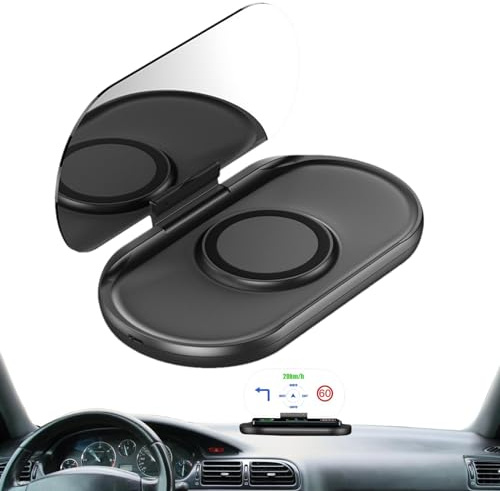 Navigateur GPS pour tableau de bord de voiture, angle réglable, navigation automatique | Navigateur HUD magnétique sans fil à charge rapide, angle réglable, lentilles de perspective