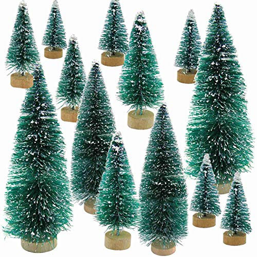 COSINE 34 StüCk Mini Weihnachts Baum Schnee Frost Kleine DIY Desktop Dekoration Weihnachts Schmuck Baum Schmuck