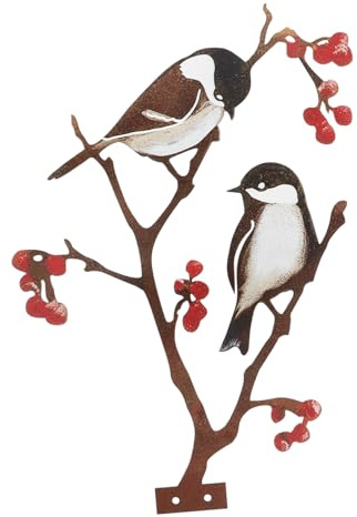 SEWOART Metallvogel Hängefigur Braun, Eisen, für Garten und Innenbereich | Baum und Rasenakzent, Einfache Form, Lebendige Optik, Passende Deko für Terrasse und Raum