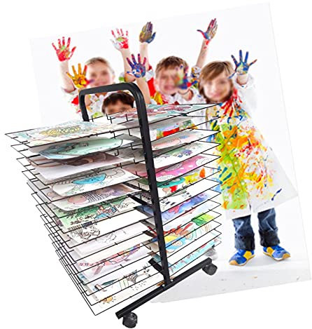 Mobiler Kunst-Trockenständer, Kinder-Trockenständer zum Malen, sehr gut geeignet für Künstler-Leinwandplatten, Papier, Drucke, Arbeitszimmer-Trockenständer 26 Etagen (Grö,--26 layers double-sided