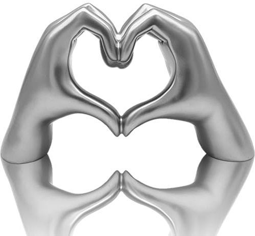 Huhote Herzform Hand Statue, Herz Hand Skulptur, Liebe Finger Deko, Herz Hände Statue, Geste Statuen und Skulpturen, Romantische Statue, Heimdekoration Für Wohnzimmer, Zimmer, Büro, Silbrig