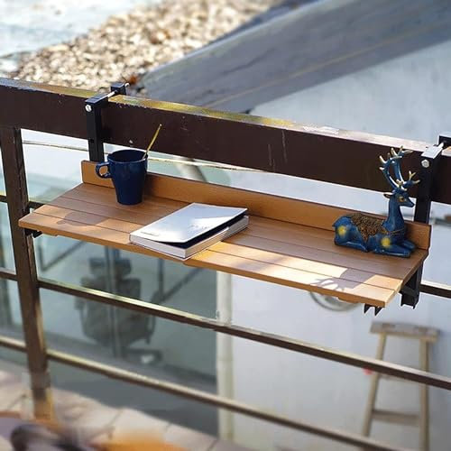Hängetisch für Balkongeländer, hängender Balkontisch, Balkon-Stehtisch für Geländer, hängender Balkon-Esstisch, Stehtisch für den Außenbereich, klappbarer Geländer-Beistelltisch (weiß)