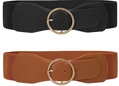 WERFORU Elastischer Taillengürtel für Damen Vintage Breiter Gürtel für Kleid Mode Dehnbarer Cinch Gürtel