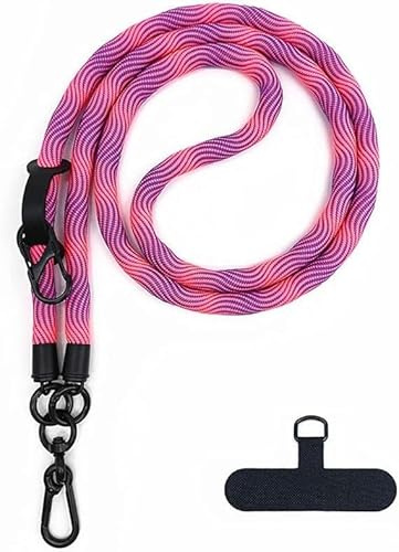 QEXUJOW Colgantes para móviles,Correa de muñeca para cámara de teléfono móvil, cordón de 10 mm de grosor, ajustable, clip de cuerda para teléfono móvil, cordón antipérdida para el cuello (morado)