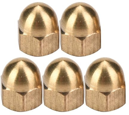 Eujgoov Brass Acorn Nut Kit, Acorn Acorn Nut, Dome Cap Nut Hex Nut Brass Acorn Nuts Head Cap Hex Nuts Set for Fix Tires and Axles (M5(20PCS))