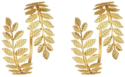 Miaija 2 bracciali aperti con foglia di albero, per la parte superiore del braccio, regolabile, in oro, gioielli per costume greco romano per donne e ragazze