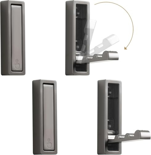 JNRFTY 4 Stück Faltbare Kleiderhaken Klappbar 90 ° Wandhaken Wandhalterung Unsichtbarer Klapphaken für Garderobe Küchen von Mänteln, Taschen, Rucksäcken und Handtüchern