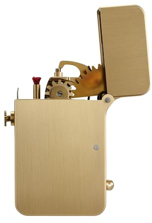 Swiss Retro Mechanisches Kupfer Kerosin Feuerzeug Nachfüllbar Gear Soft-Flame Luxus Einzigartig Sammlerstück Männer Geschenk Thorens Halbautomatische Zündung