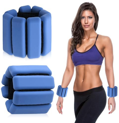 BNGXR Polso Regolabile Peso della Caviglia, Pesi Polso Indossabili, Superficie in Silicone Braccialetto, Pesi per Gambe, per Esercizio Camminare Jogging Yoga Aerobica Nuoto e Fitness (Blu)