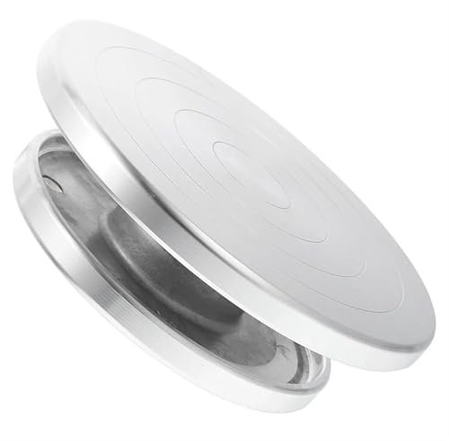 Alzata girevole in alluminio per torte, girevole da 20 cm, per cupcake, pasticcini, decorazioni per torte e utensili in ceramica (argento)