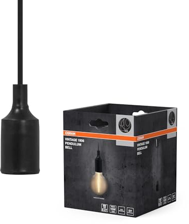 OSRAM Vintage 1906® Pendulum BELL E27, nero, max. LED 15W, attacco E27, portalampada a sospensione per interni, rosone a cono, abbinabile a lampade 1906 Vintage o smart