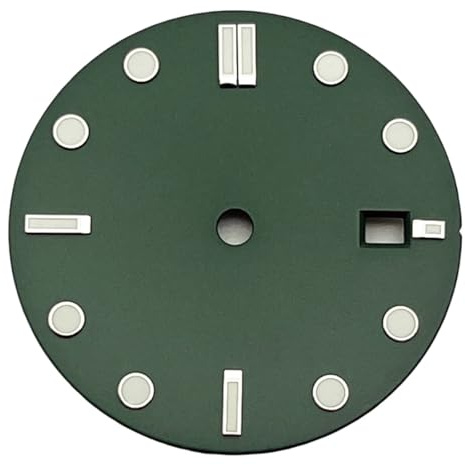 Nintens 1pc NH35 Sterile 32mm Watch Dial with Calendar Window Blue Luminous Fit NH35 Automatic Movement Watch Accessories Parts(Green)