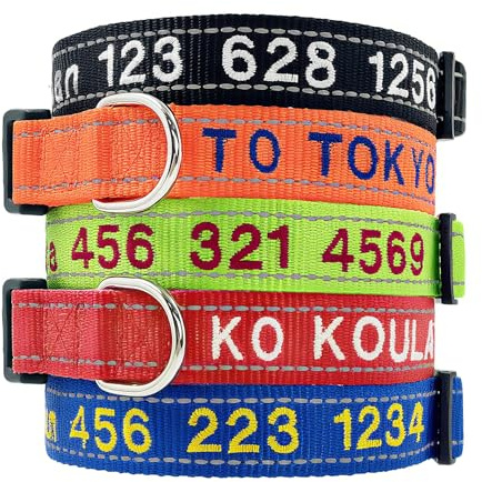 Collare Personalizzato Cane Collari Per Cani Taglia Grande Media Piccola Riflettenti Regolabile Nylon Con Nome E Numero Di Telefono Ricamati, 4 Taglie, 11 Colori