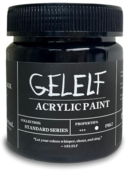GELELF Acrylic Paints for Gel Plate Printing Perfect Transfer Acrylic Paint, Lamp Black, Opaque 280mL, 9.5-oz