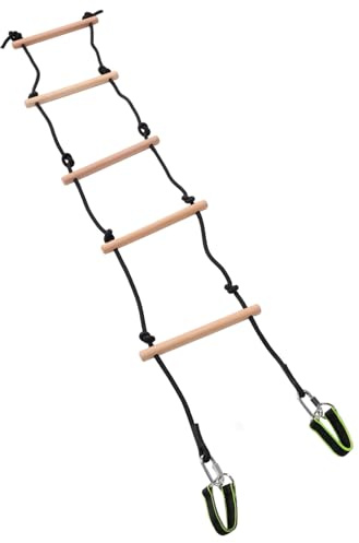 Kisangel Wooden Climbing Frame Rope Ladder for Boys and Girls Outdoor Playset Climbing Ladder Accessories for Treehouse for Boys and Girls Playground