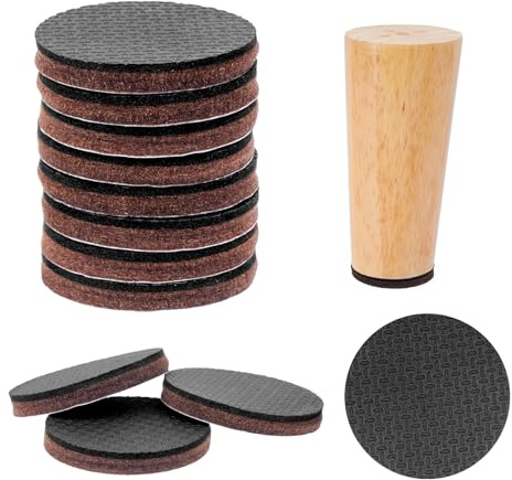 12 Pcs Patin Chaise Feutre Ronds, 50 mm Patins pour Meubles Auto-adhésifs, Tampon Pied de Chaise Caoutchouc Antidérapant, Tampon Caoutchouc adhesif, Patin Antiderapant pour Pieds de lit et Meuble