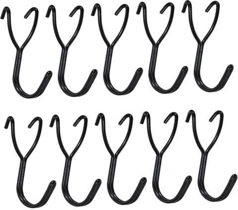 Yardenfun 20 piezas Ganchos de Acero Inoxidable para Tablero Perforado Doble Alambre Reforzado Organizador Multipropósito para Garaje y Pared Color Negro Compatible con Paneles Alta