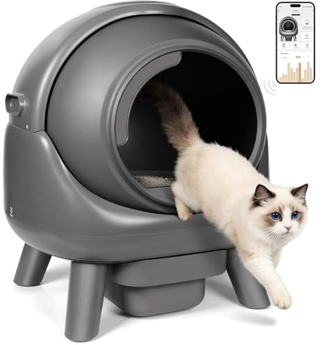 Thihome Automatic Cat Litter Box-Self-Cleaning Litter Tray with Anti-Pinch Sensors-APP Control-Odour Seal-Ultra-Quiet-Easy-Clean Cat Litter Robot for Multi-Cat-Smart Cat Toilet with Waste Bags