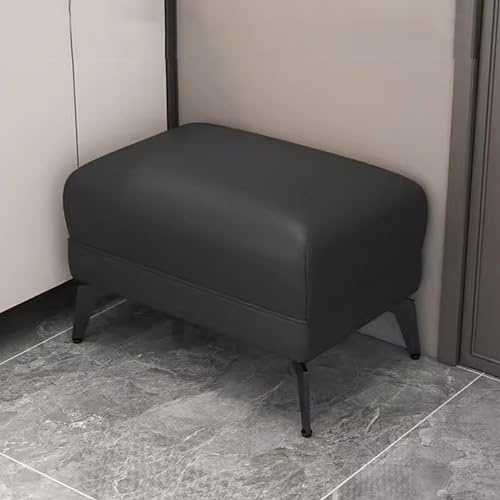 Moderne, gepolsterte Schuhbank aus Leder, multifunktionaler Fußhocker, Ottomane mit Metallbeinen, stilvoller, rechteckiger Sitzhocker für Zuhause, Eingang, Sofa, Fußstütze (Farbe: )