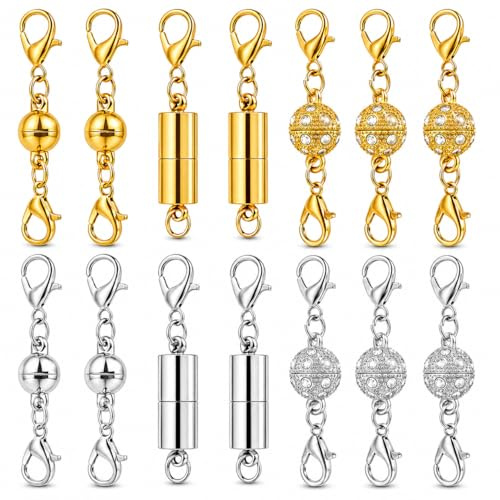16PCS Magnetic Jewelry Clasps with Ball and Cylinder Connectors, Closures for Necklaces and Bracelets, Easy-to-Use Magnetic Clasps for Jewellery Repair, Extension and Daily Wear