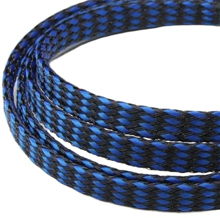 Kabelschlauch 1/5/20/50M Erweiterte Geflechthülle PP-Baumwollgarn 4 8 12mm Weichdrahtwicklung Isolierter Kabelschutz Leitungsbaum Kabelmantel(Blue Black,4mm,5 Meters)